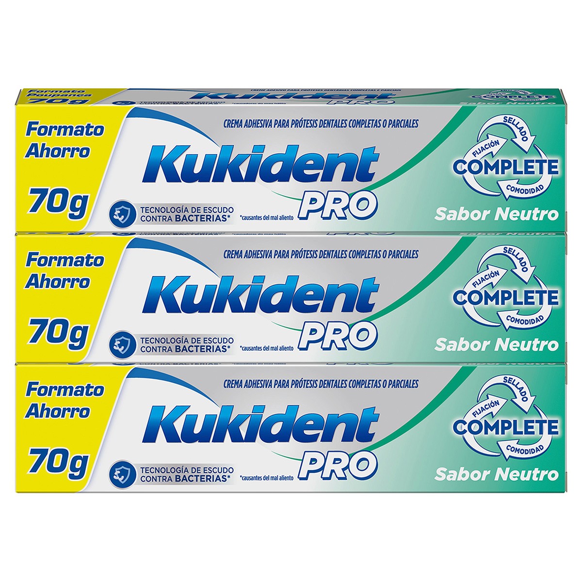 Kukident pack complete crema adhesiva neutro 3x70g