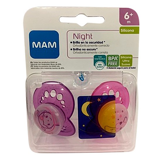 Mam baby chupete original noche silicona  6+ rosa