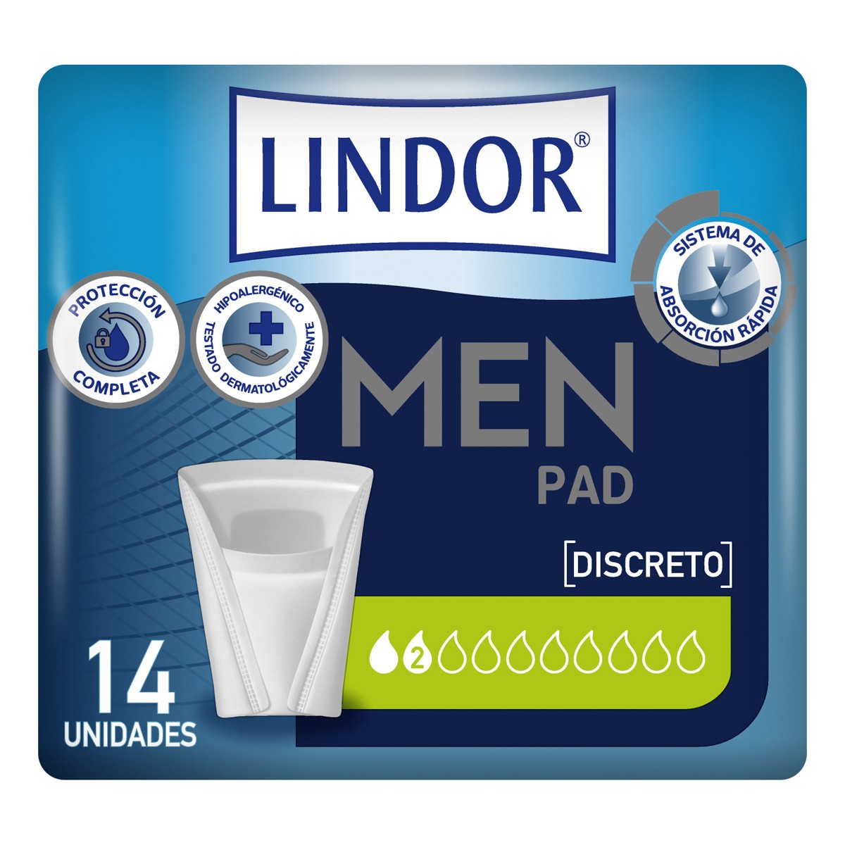 Lindor men pad normal 2 gotas 14u